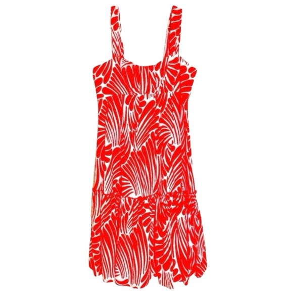 kate spade Dresses & Skirts - Kate Spade Red & White Ruffled Hemline Dress 8 NWOT!